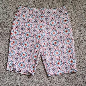 Croft & barrow White Shorts with Multicolor Medallion Print